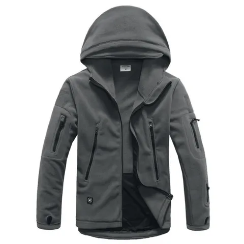 Зимняя Теплая Флисовая тактическая куртка, уличная спортивная куртка с капюшоном, софтшелл, для прогулок, ветрозащитная теплая ветровка в стиле милитари
