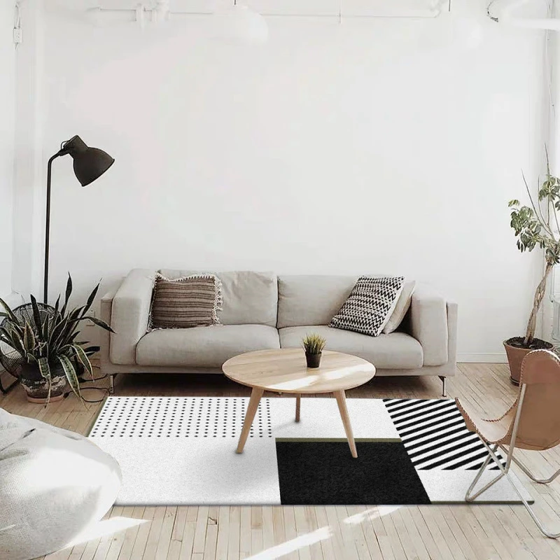 Скандинавский простой стиль ковры для гостиной черно белые геометрические
