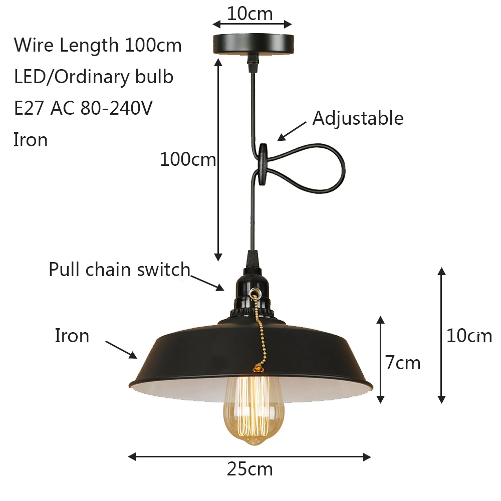 Ретро Лофт железный подвесной светильник светодиодный E27 промышленная Новинка