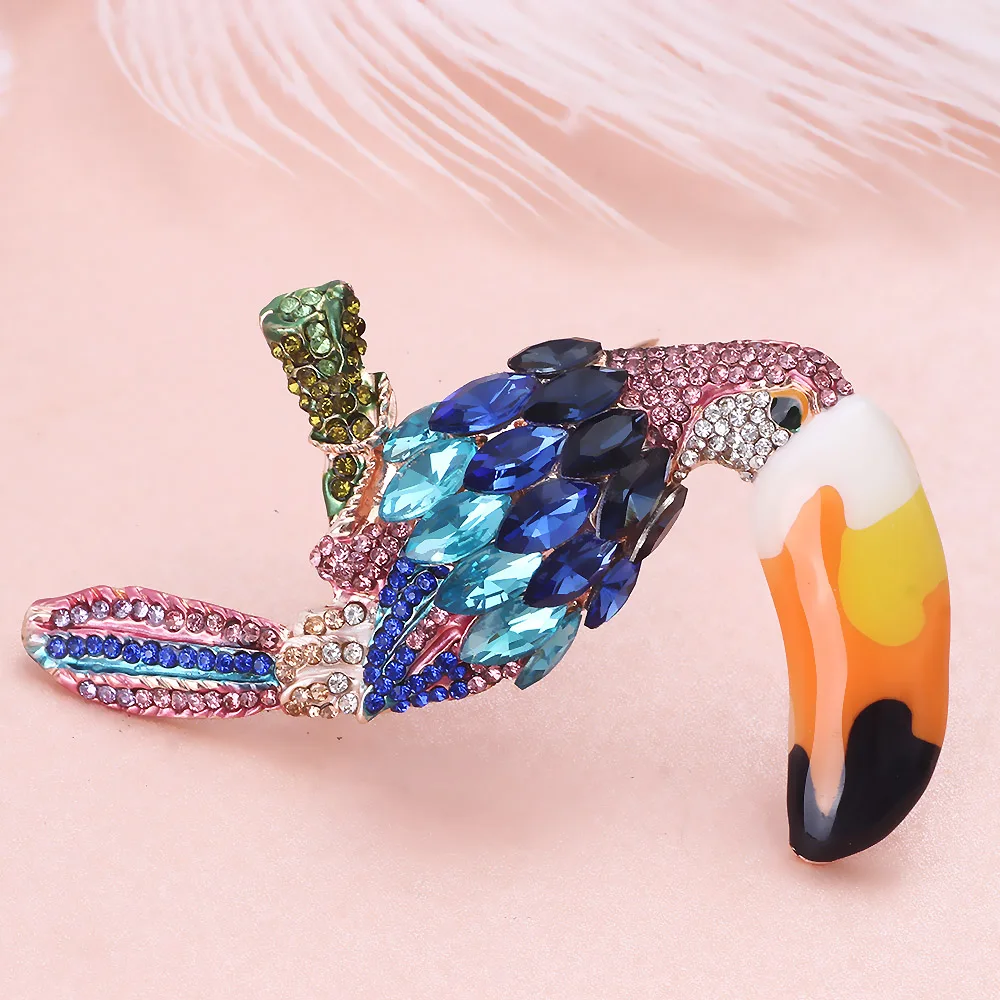 FARLEENA модные ювелирные изделия цветные Кристаллы Стразы Большой рот попугай