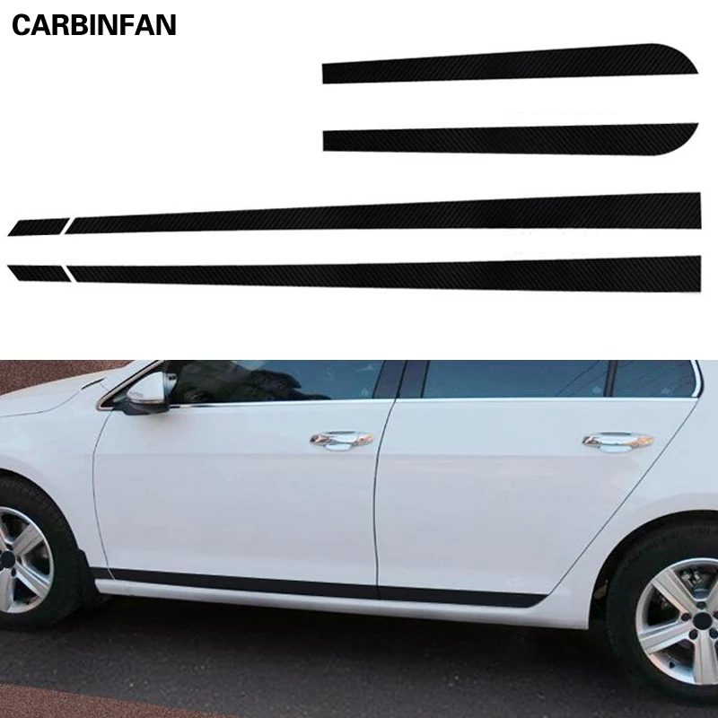 Наклейка на дверь автомобиля боковая юбка наклейка черное углеродное волокно