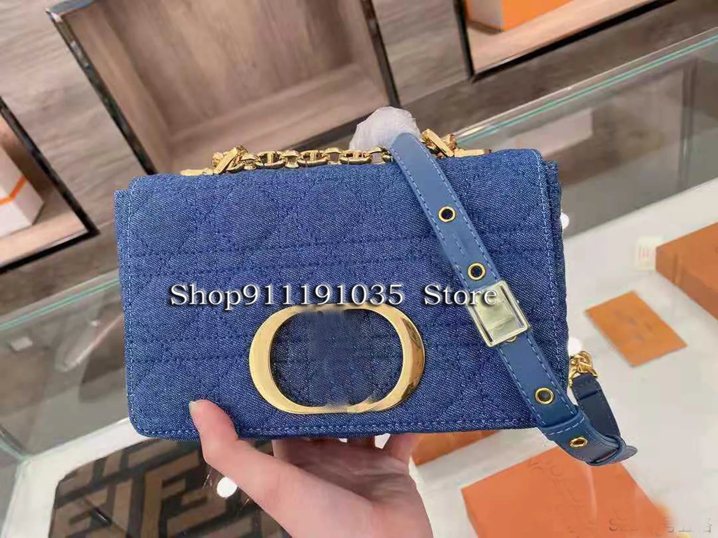 

Spring and summer new imported denim fashion women's messenger bag size 20CM