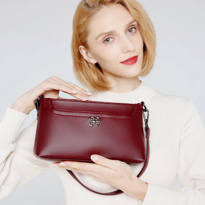 

Simple Small Messenger Bag Fashion New Mother Bag Soft Leather Middle-aged Female Bag Luxury Brand Shoulder Bag Purses