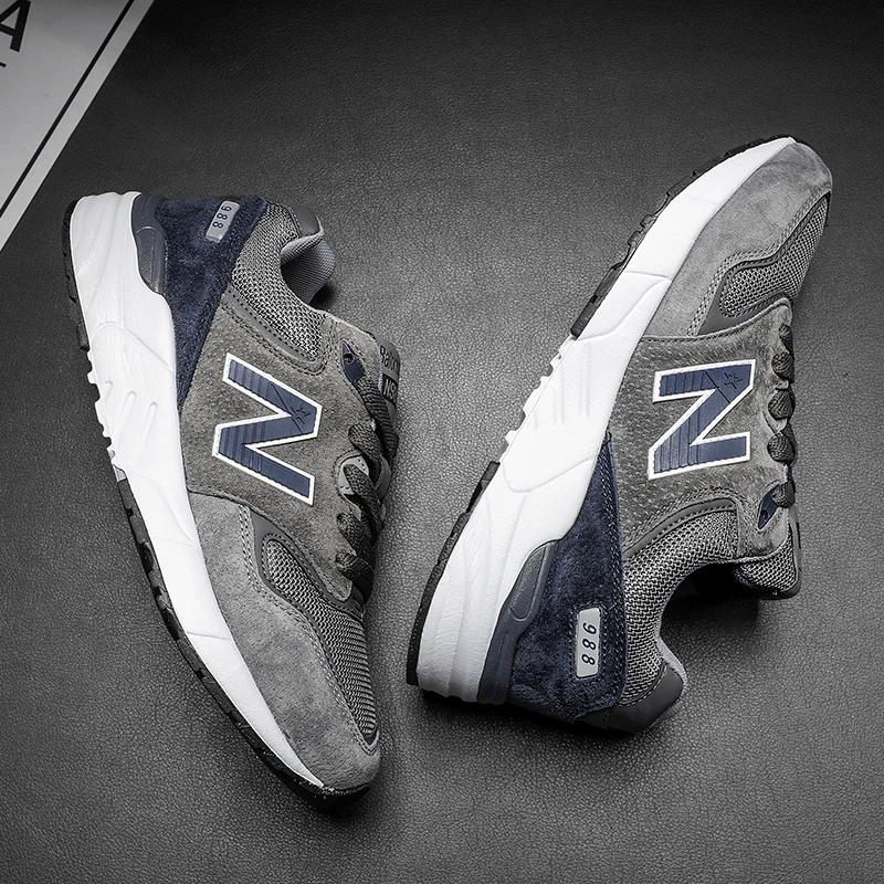 

New high-end leather men's N-shaped balance shoes, fashionable outdoor jogging shoes, youth casual cool running shoes
