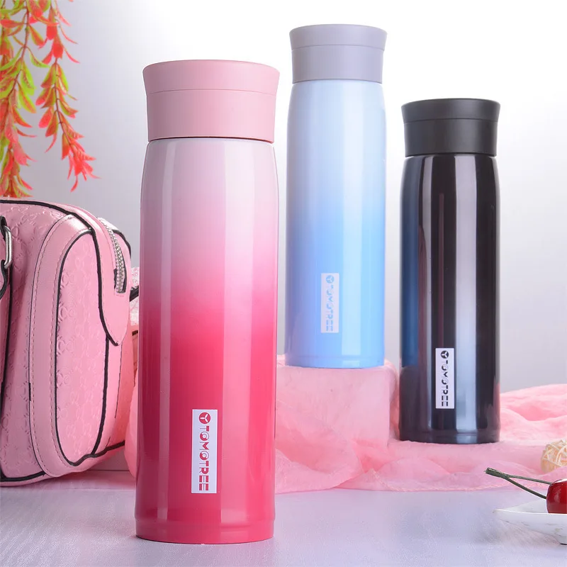 600 мл градиентный цвет из нержавеющей стали термос чашка вакуумная колба для воды