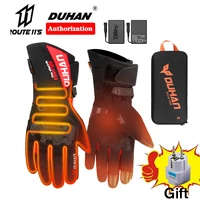 duhan heated gloves with battery powered winter outdoor thermal motorcycle riding gloves 100 waterproof keep warm moto guantes