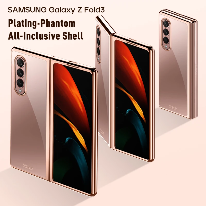 Z Fold 3 5G Case Luxury Plating Clear Transparent PC Hard Back Cover Capa For Samsung Galaxy Z Fold 2 Fold3 Full Protector Cover