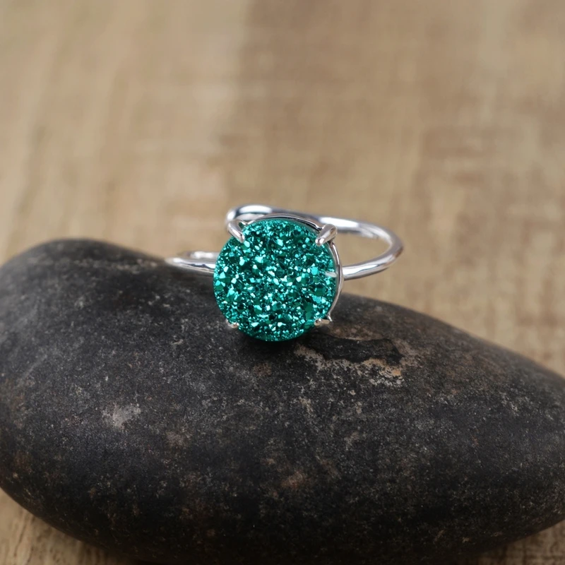 Кольцо с драгоценными камнями 10 мм круглое регулируемое натуральным агатом |