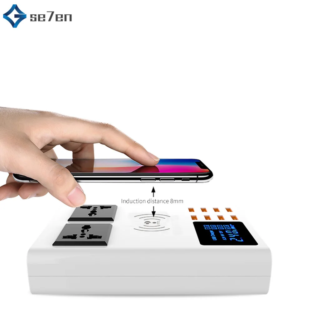 8 портов QI Беспроводное быстрое зарядное устройство Быстрая зарядка станция