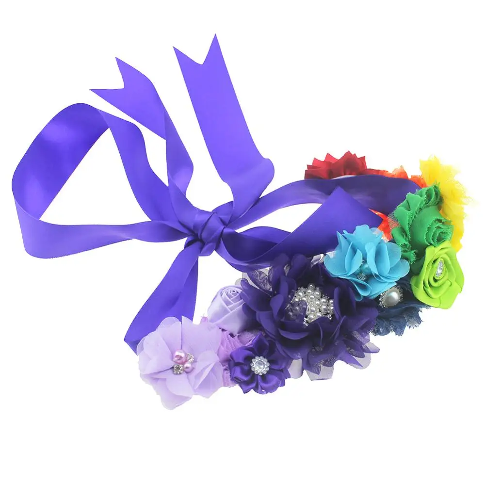 1 шт. женский фиолетовый пояс сатиновый цветок стразы жемчужный свадебное платье