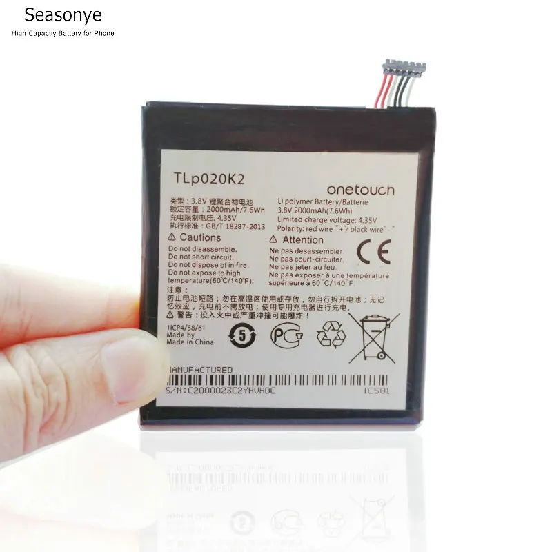 Seasonye 5 шт./лот 2000 мАч/7.6Wh TLP020K1/TLP020K2 запасная батарея для Alcatel One Touch POP 6039 H / Y K Idol 3 4 7