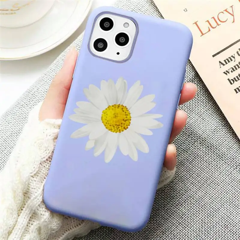 

Flower daisy Phone Case Candy Color Violet for iPhone 11 12 pro XS MAX 8 7 6 6S Plus X SE 2020 XR