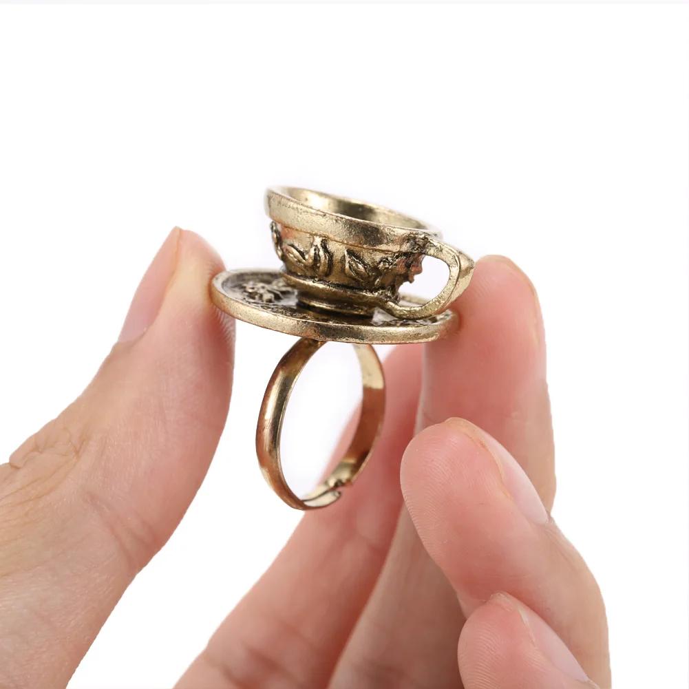 Ретро Женский Кольцо для Кофейной Чашки Европейские Дизайны Искусственный Бронзовый Металлический Бесполое Кольца Новые Украшения для Мужчин 2019 года на.