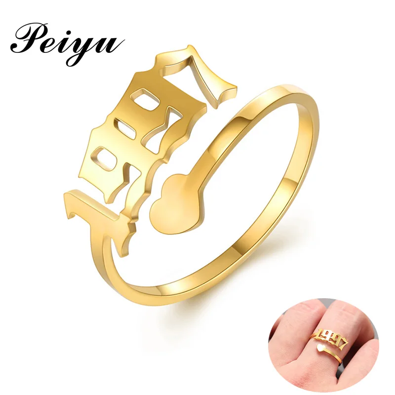 Женские кольца с цифрами на год из нержавеющей стали в форме сердца ювелирные