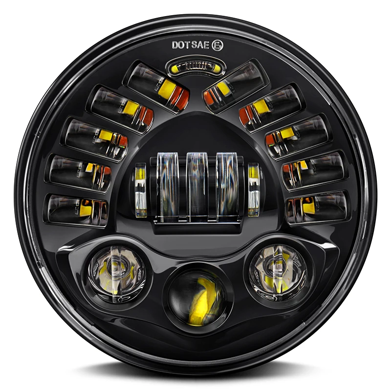

7 inch Round Black Projector LED Headlights with DRL fir for Harley fit for '14-'21 Electra Glide FLHT