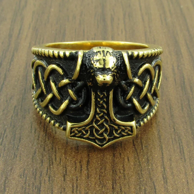 

Бесплатная доставка, кольцо в виде головы льва, Тора, молотка, браслет в скандинавском стиле, мифологические руны, амулет, ювелирные изделия