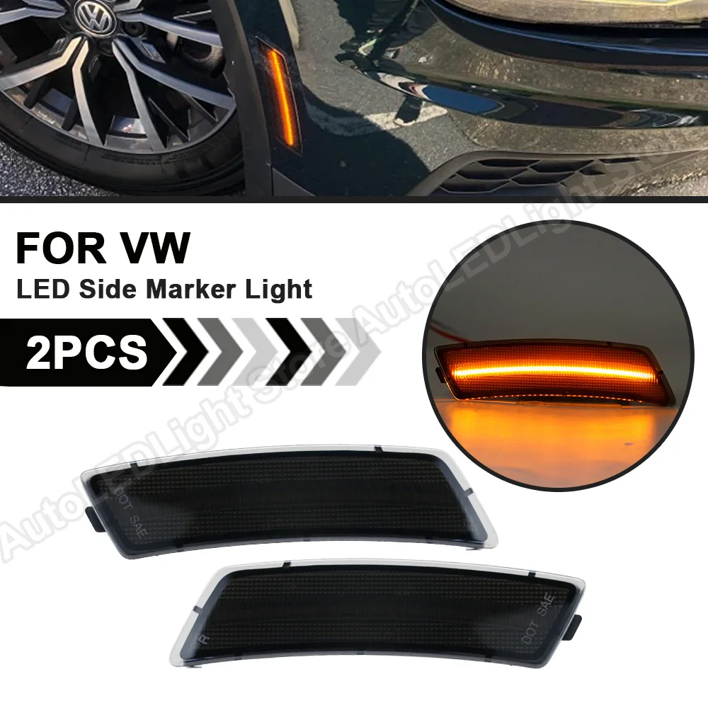 

2Pcs For 2012 2013 2014 2015 2016 2017 2018 2019 VW Beetle 2018 2019 2020 2021 Tiguan LED Front Bumper Side Marker Light Lamp