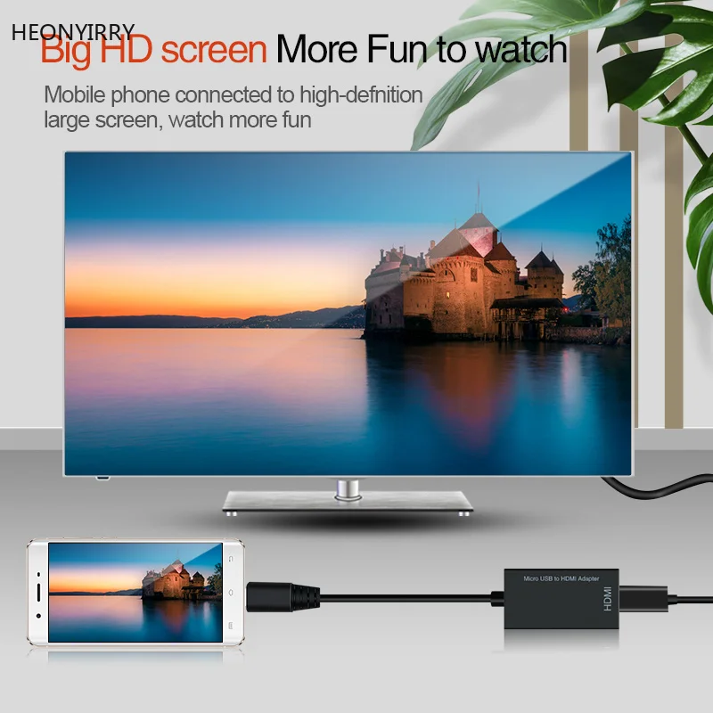 Адаптер Micro USB-HDMI-совместимый кабель HD штекер-гнездо высокоскоростной