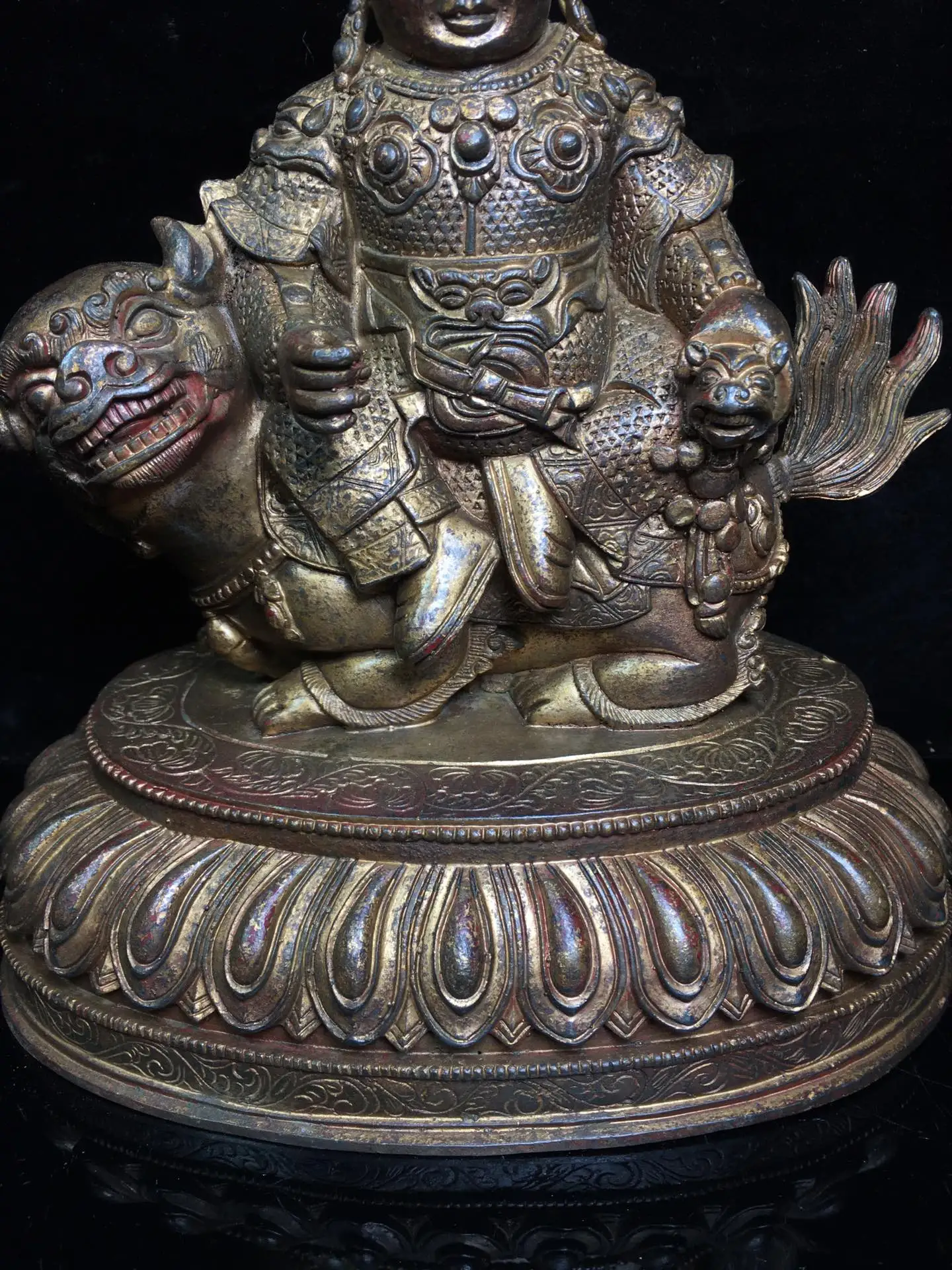 Statue de bouddha en Bronze ancien, 9 pouces, Collection du Temple du Tibet, laque cinabre du nord Wei, trésor du roi Huang Caishen, ornements
