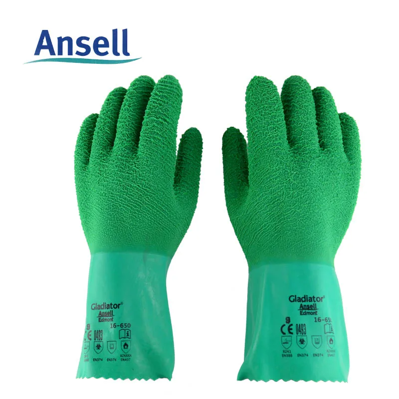 1 pair Ansell термостойкие резиновые рабочие Утепленные перчатки высокотемпературные износостойкие водонепроницаемые керамические рыболовные защитные перчатки - Цвет: 1 pair