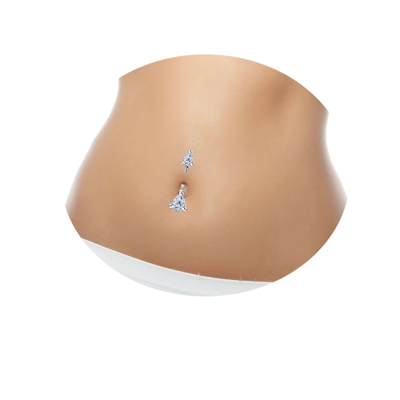 Простой Нержавеющая сталь пупка кольца с украшением в виде кристаллов