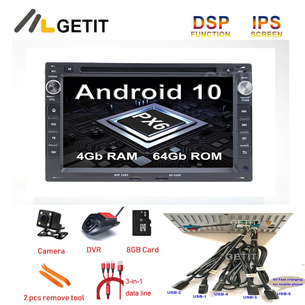 5 USB DSP Android 10 Автомобильный DVD стерео плеер GPS Радио для VW Passat Transporter T4 T5 GOLF Bora Jetta POLO