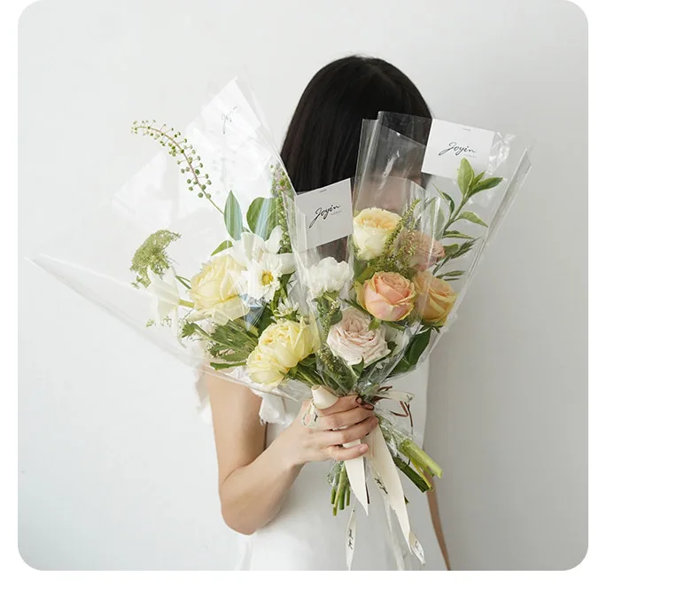 

20PCS 6X23X38cm Transparent Plastic Packaging Bags For DIY Flowers Packing Decor Dropshipping