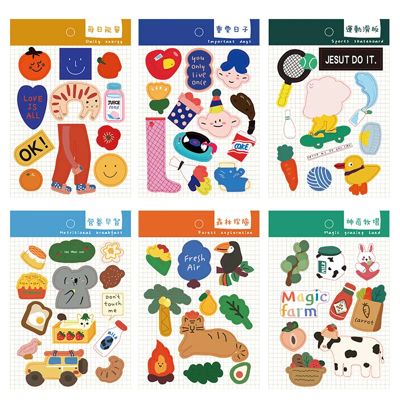 Mohamm 1 лист Kawaii Стикеры для книг Скрапбукинг DIY Note ПВХ наклейки хлопья стационарные