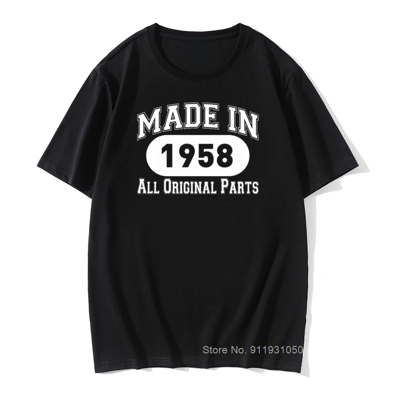 Retro Print Men Summer Trendy Pop T Shirt Made in 1958 All Original Parts Letter Pre-Cotton O-Neck Anniversary T shirt Top