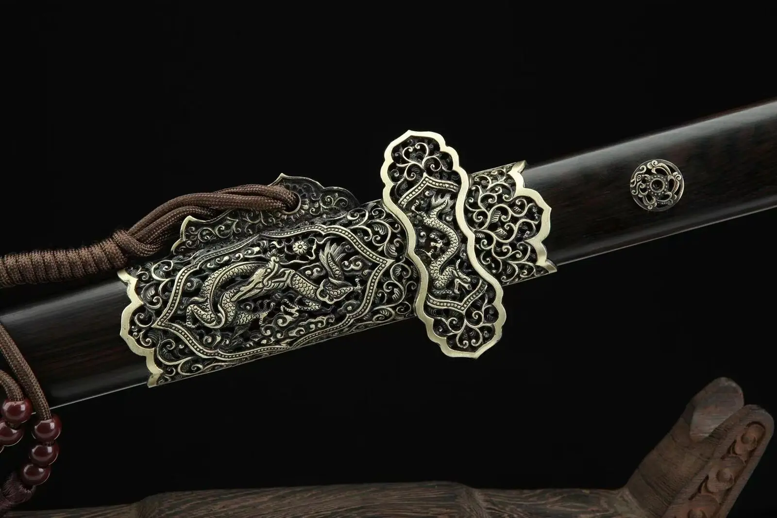 Китайский боевой нож Тан Дао СТАЛЬНОЙ широкий ручной работы с узором Swor | Дом и