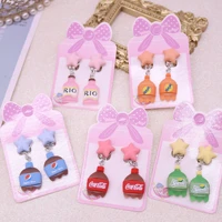 cute small cola sprite aerated drink creative clip on earrings for kids girls earrings jewelry no pierced clip on earrings