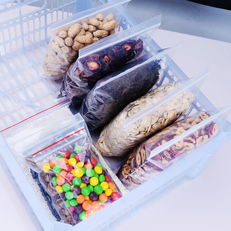 

Resealable Zip Lock Bags Self Seal Clear Plastic Poly Bag Food Storage Package Reclosable Vacuum Fresh Bag100pcs/pack