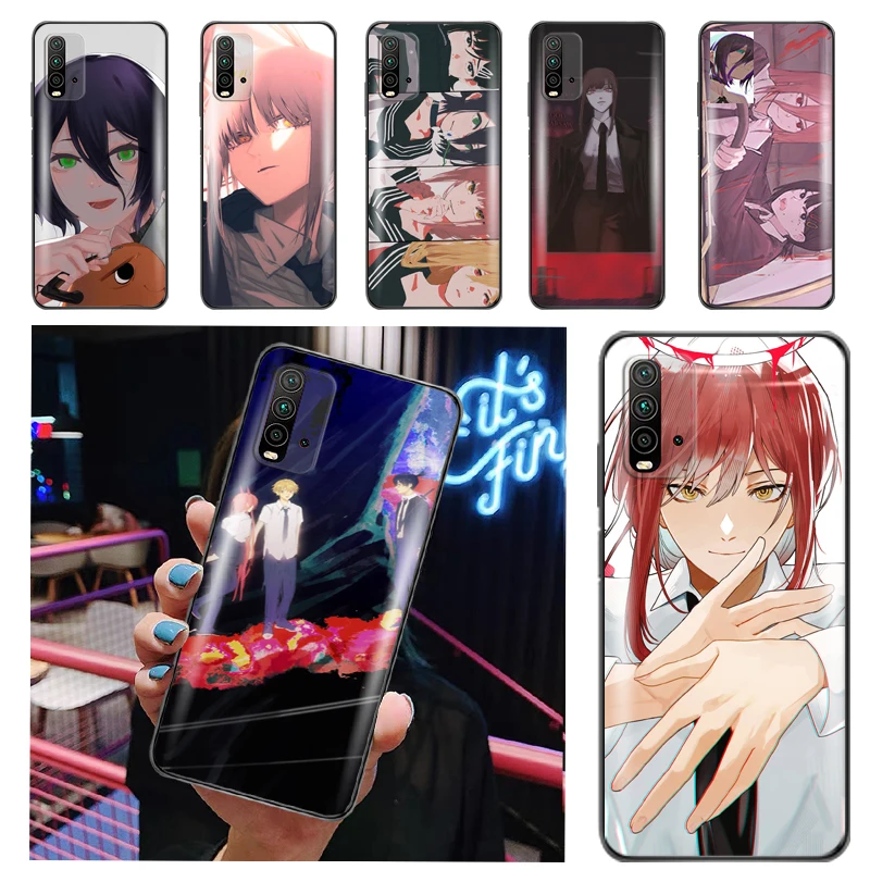 

Anime Chainsaw Man Phone Case For Redmi Note 9 9T 9A 9C 9S Pro Max Telephone TPU Soft Coque Aesthetic Designer Black TPU Luxury