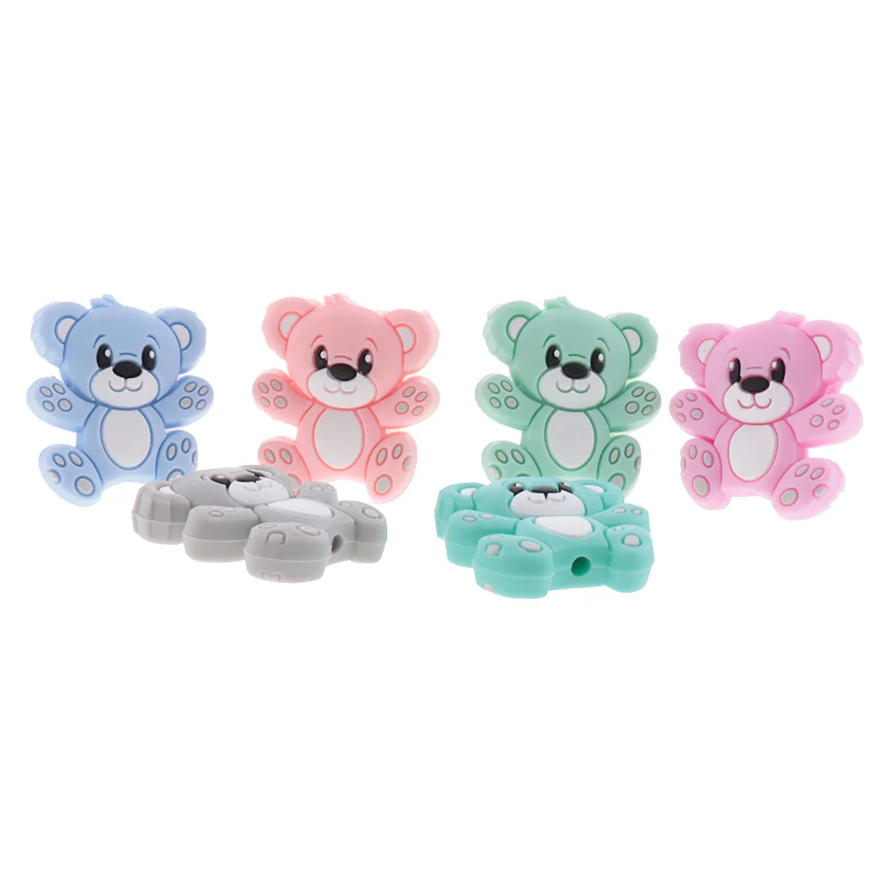 

QHBC 20pc Silicone Bear Teether Beads Cute Cartoon Rodent BPA Free Baby Teething Necklace Mordedor Nursing DIY Jewelry Toy Koala