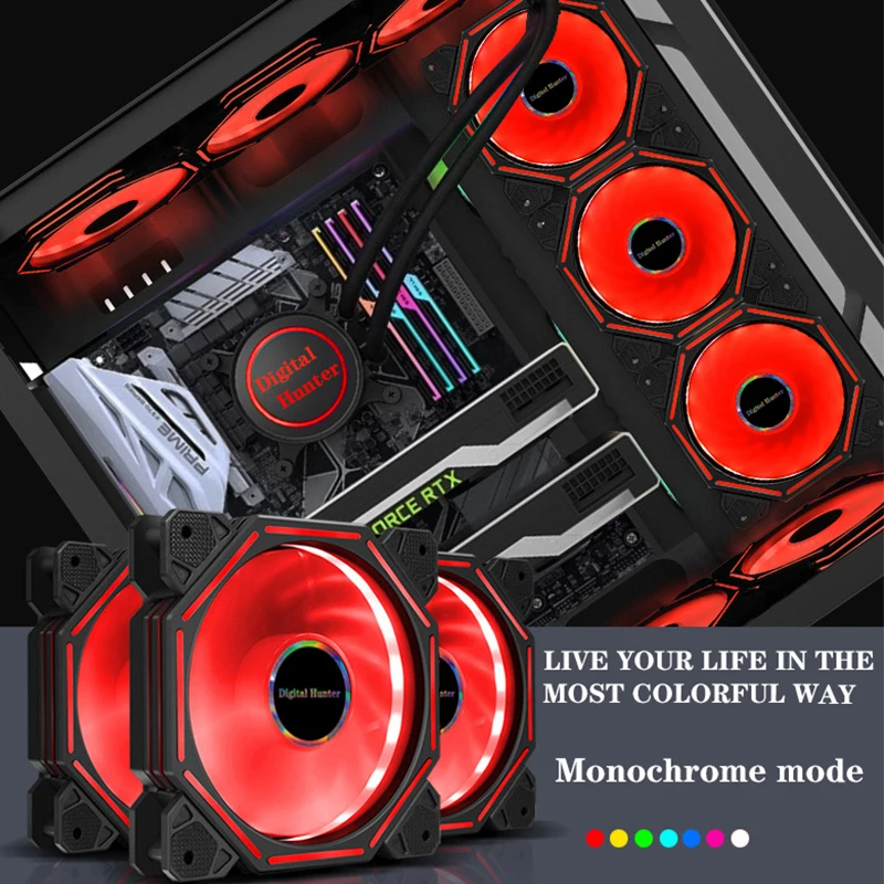 F8 120 мм PC чехол Вентилятор охлаждения тихий 6pin ШИМ RGB светодиодный регулируемая