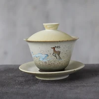 luwu ceramic gaiwan teacup deer chinese tea sets drinkware 150ml