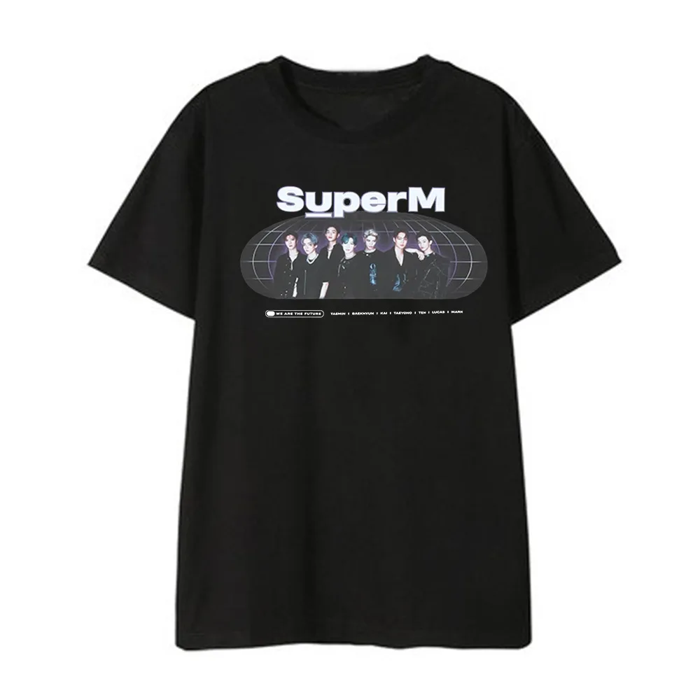 SUPERM официальный с коротким рукавом Kpop футболка Корейская Свободная рубашка