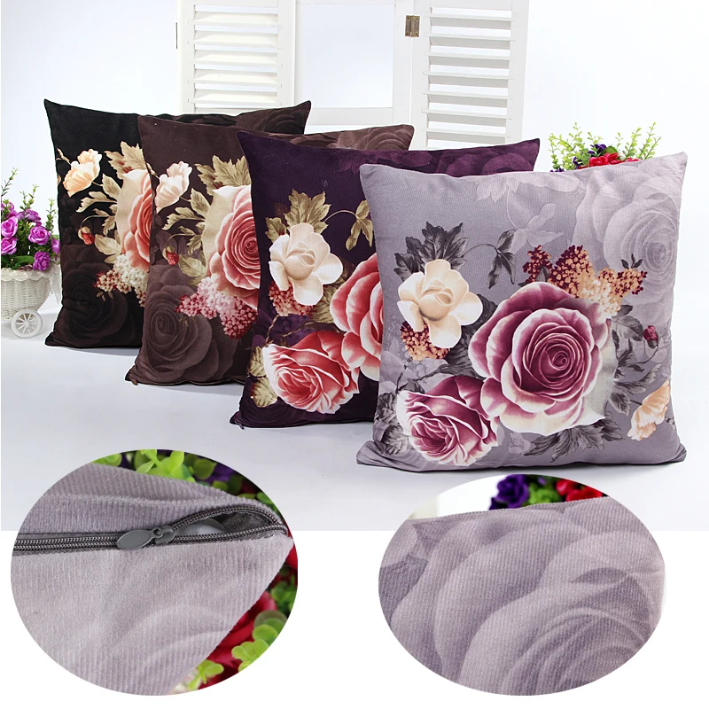 Наволочка в европейском стиле с принтом большой узор цветы пиона декоративное