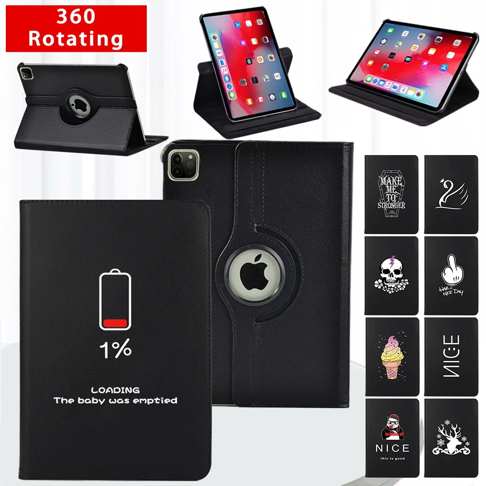 

360 Degrees Rotating Folio PU Leather Tablet Case for Apple Ipad Air 1/2 /Air 3 10.5"/Air 4 10.9" Print Pattern Magnetic Cover