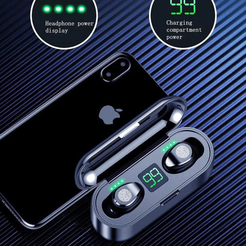 Binaural Bluetooth Headset Smart Touch Noise Reduction Power Display In-Ear Mini Waterproof Long-life Large-capacity Mobile Phon