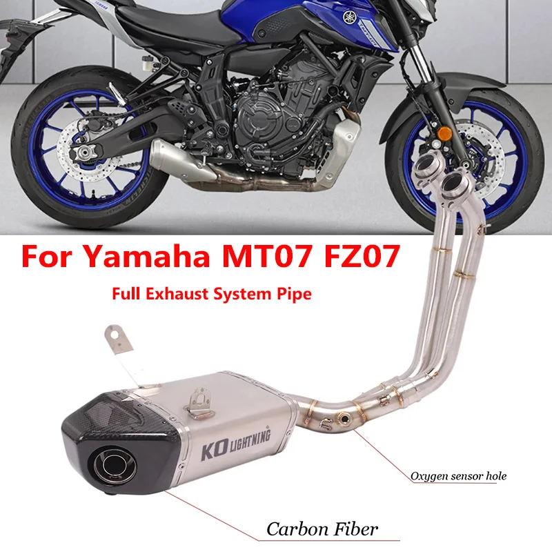 

Slip On For Yamaha MT07 FZ07 2015 2016 2017 2018 2019 2020 Motorcycle Compete Exhaust Pipe Silencer Muffler & Front Connect Tube