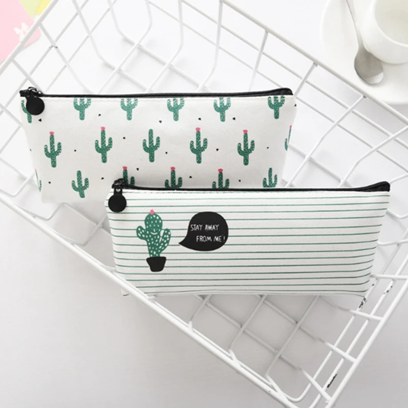 

Fabric Canvas Cactus Pencil Case Cute School Pen Case Novelty Stationery Office Crayon Pencil Box Pen Bag Kawaii School Supplies