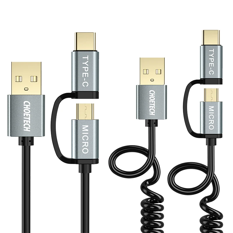 CHOETECH 2-в-1 Тип usb Закрытая акционерная Компания C& Micro USB кабель для samsung S8 1,2 м для зарядки и синхронизации c-типа изоляция кабеля для huawei и Другое USB Закрытая акционерная Компания C& устройствами Micro-USB - Цвет: Синий