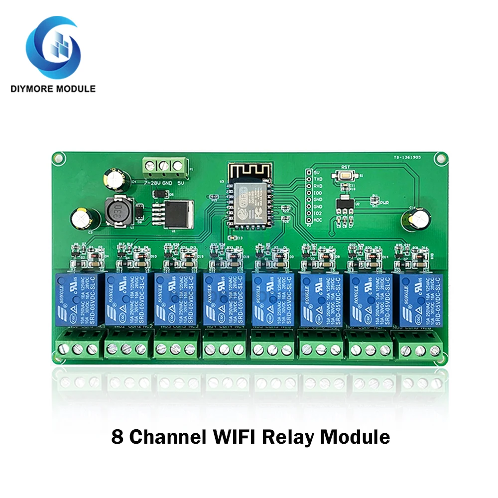Беспроводной модуль реле Wi-Fi ESP8266 1/2/4/8 каналов ESP ESP-12F макетная плата 5 В/7-28 В/5-80 В
