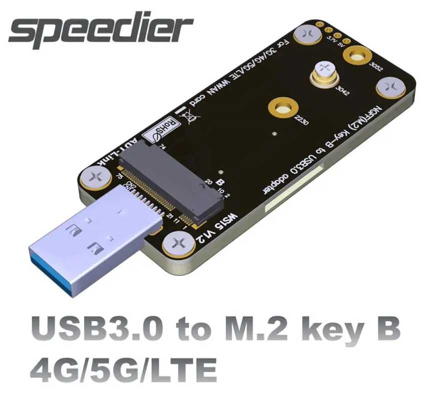 Плата адаптера NGFF M.2 Key B на USB 3042 для 3G/4G/5G LTE 3052 WWAN, большая Volatge USB на M.2, переходная карта с двумя SIM-картами Плата адаптера NGFF M.2 Key B на USB 3042 для 3G/4G/5G LTE 3052 WWAN, большая Volatge USB на M.2, переходная карта с двумя SIM-картами