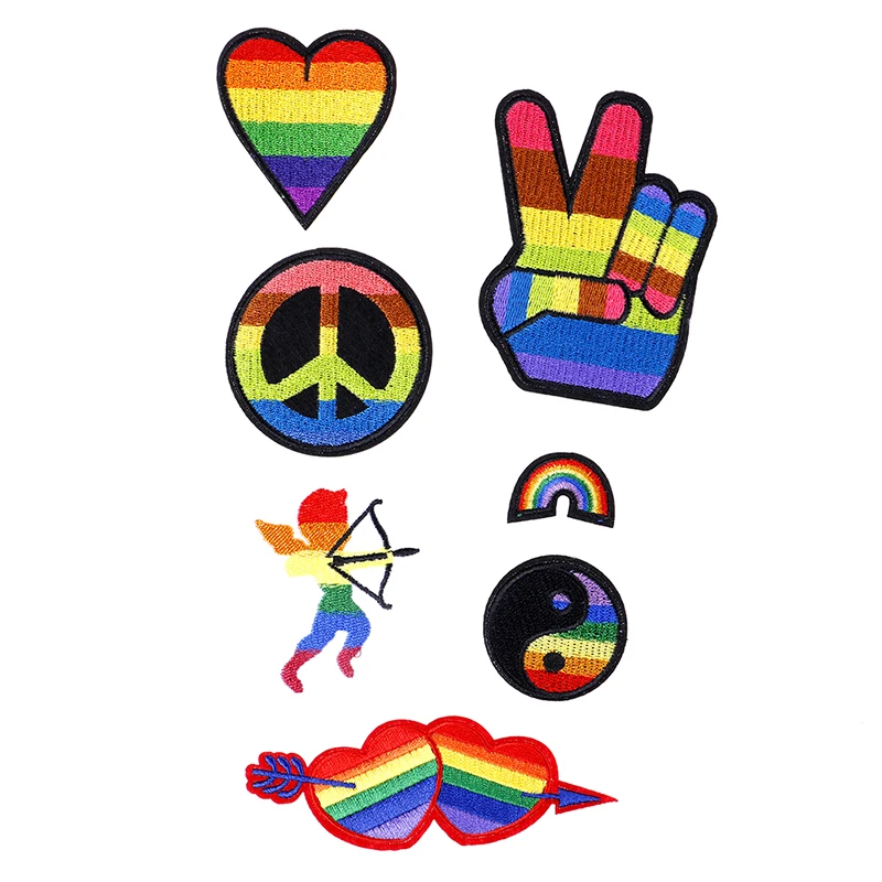 1 шт. радужные железные нашивки DIY наклейки для одежды ЛГБТ флаг Сделай Сам