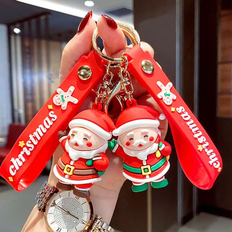 

2021 Merry Christmas Key Ring Christmas Pendant Santa Claus Elk Snowman Keychain New Year Decoration Children Xmas Jewelry Gift