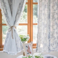 american pastoral lace screen curtain korean semi shading curtain double layer small broken flower floating window bedroom