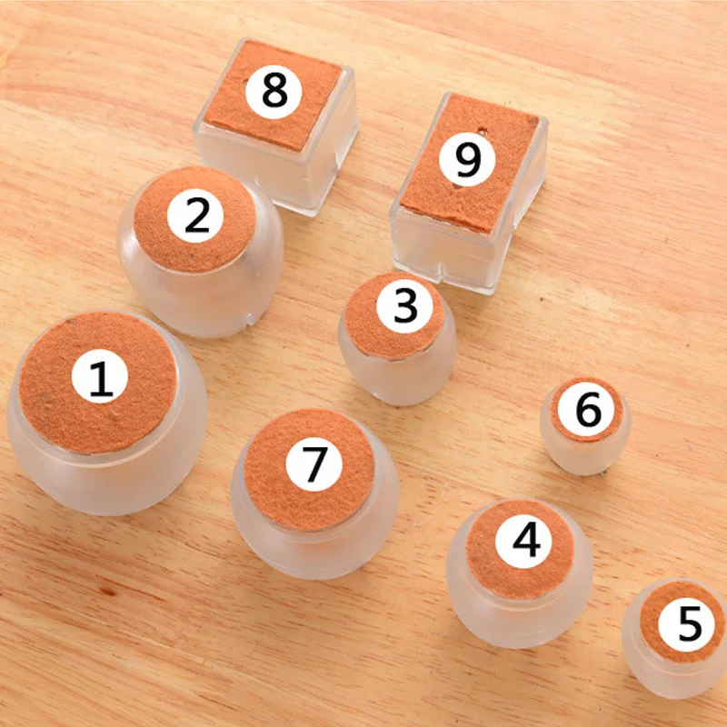 Chair Leg Caps Floor Protector Round Furniture Table Feet Silicone Covers Useful Pads Socks Square Bottom Non-Slip Cups | Мебель