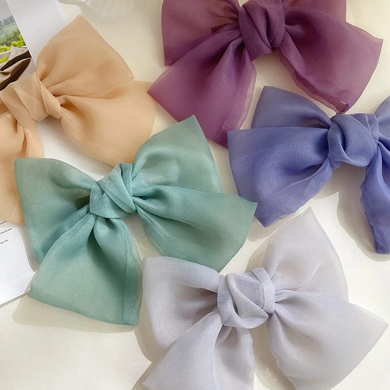 

Woman Organza Solid Big Bow Hairpins Women Hair Accessories Girls Hair Clips Headwear Ornaments Bowknot Barrettes Hair Clips
